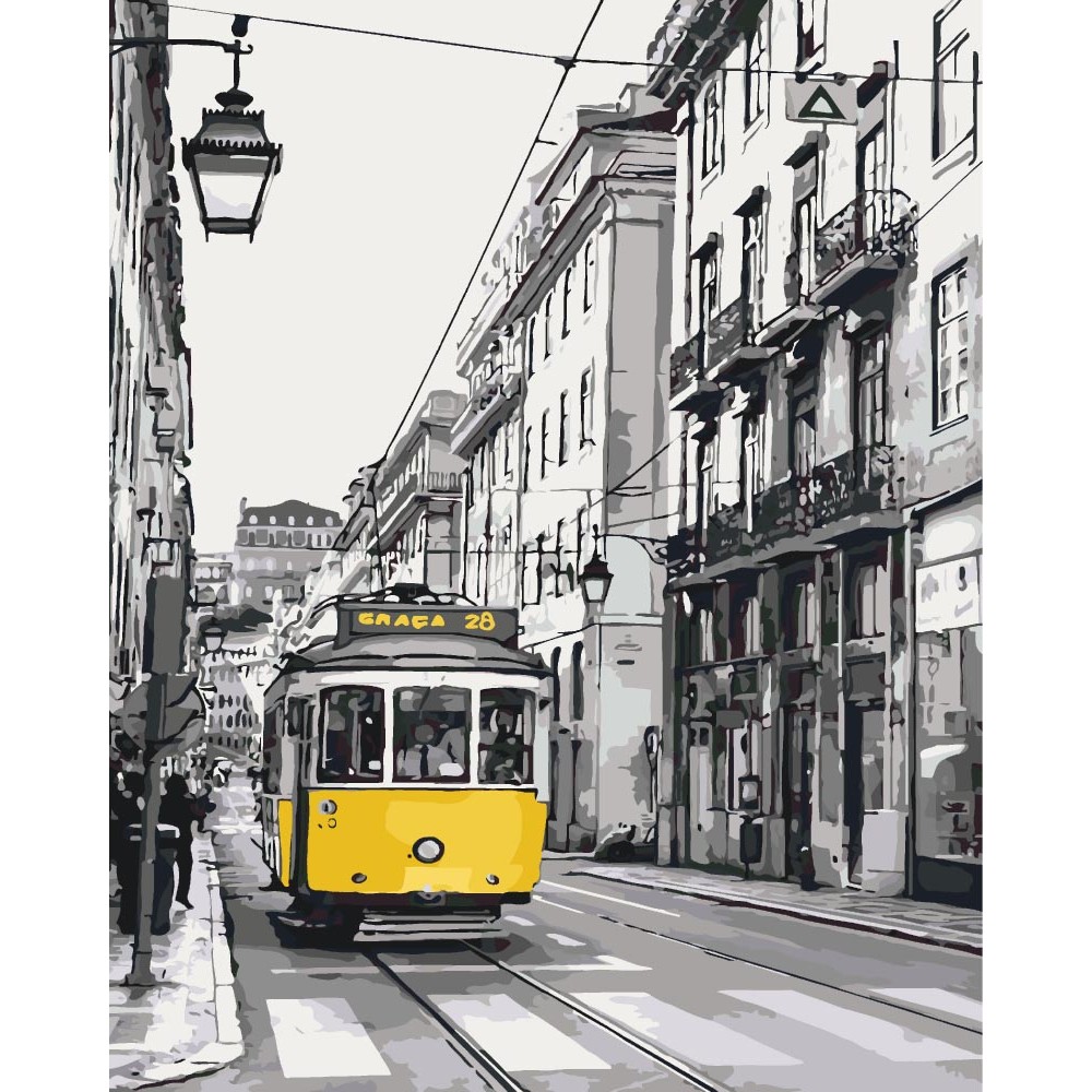 Картина по номерам Жёлтый трамвайчик 40х50 см арт. КНО2187 ISBN 4820143947361
