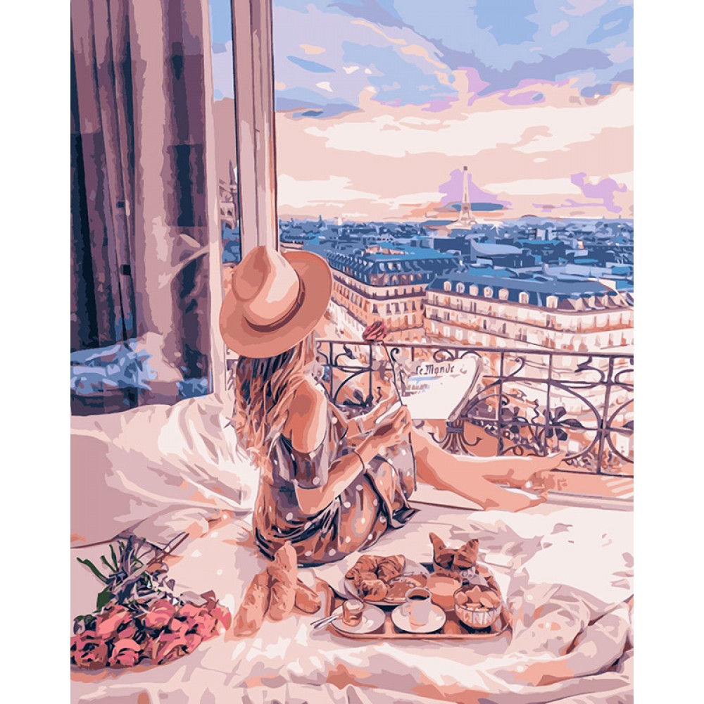 Картина по номерам Отдых в Париже 40х50 см арт. КНО4544 ISBN 4823104306511