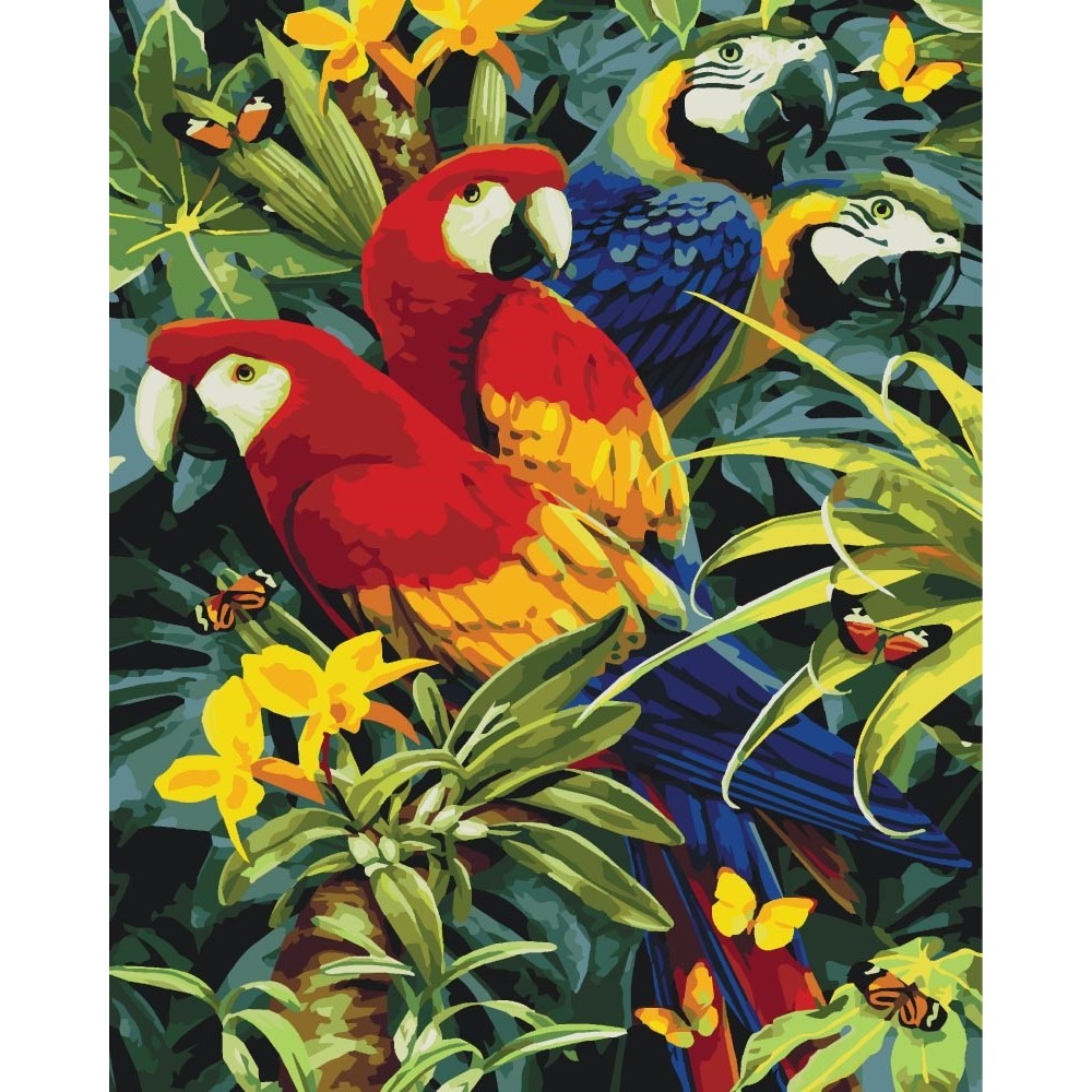 Картина по номерам Разноцветные попугаи 40х50 см арт. КНО4028 ISBN 4823104312260
