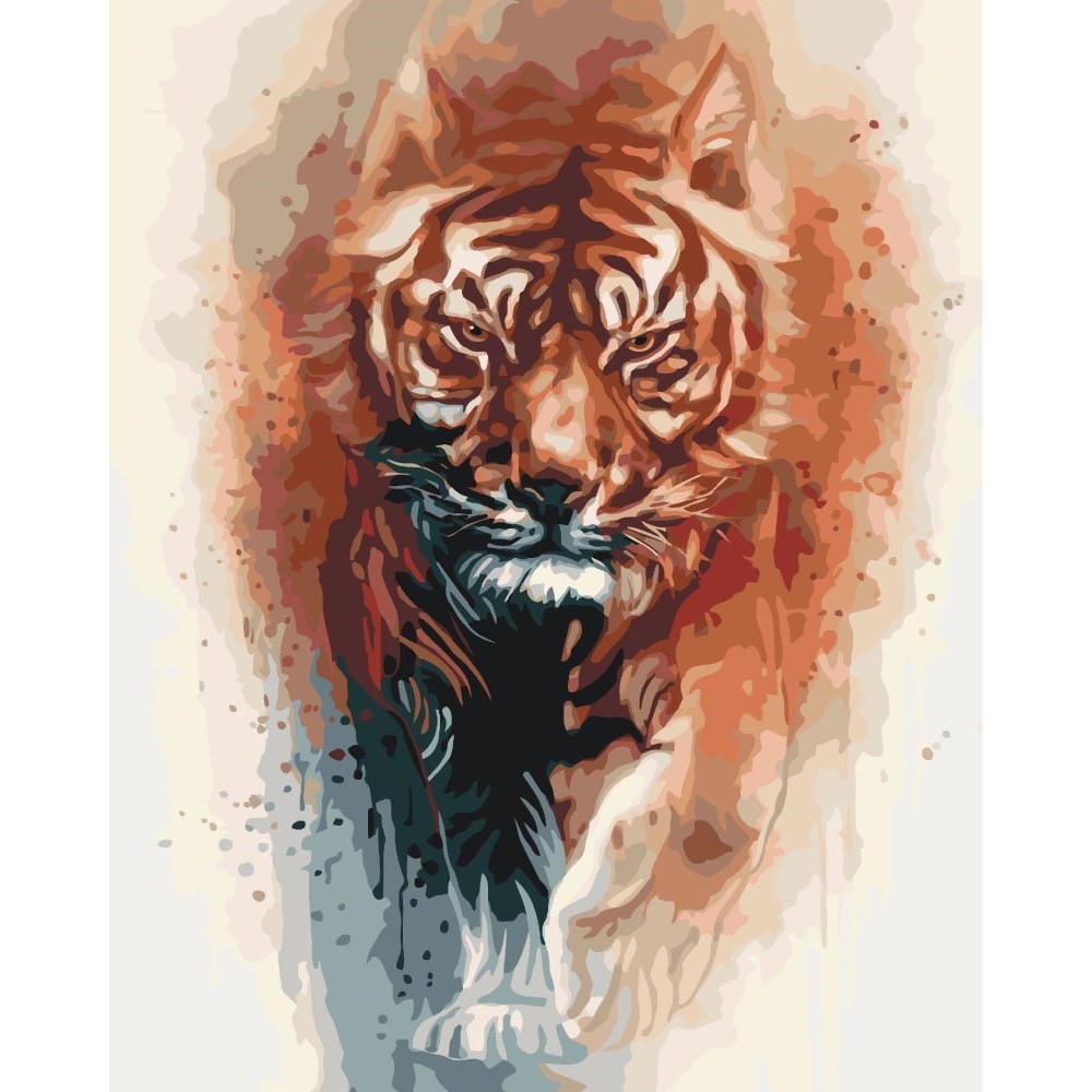 Картина по номерам Огненная сила тигра 40х50 см арт. КНО4037 ISBN 4820143947811