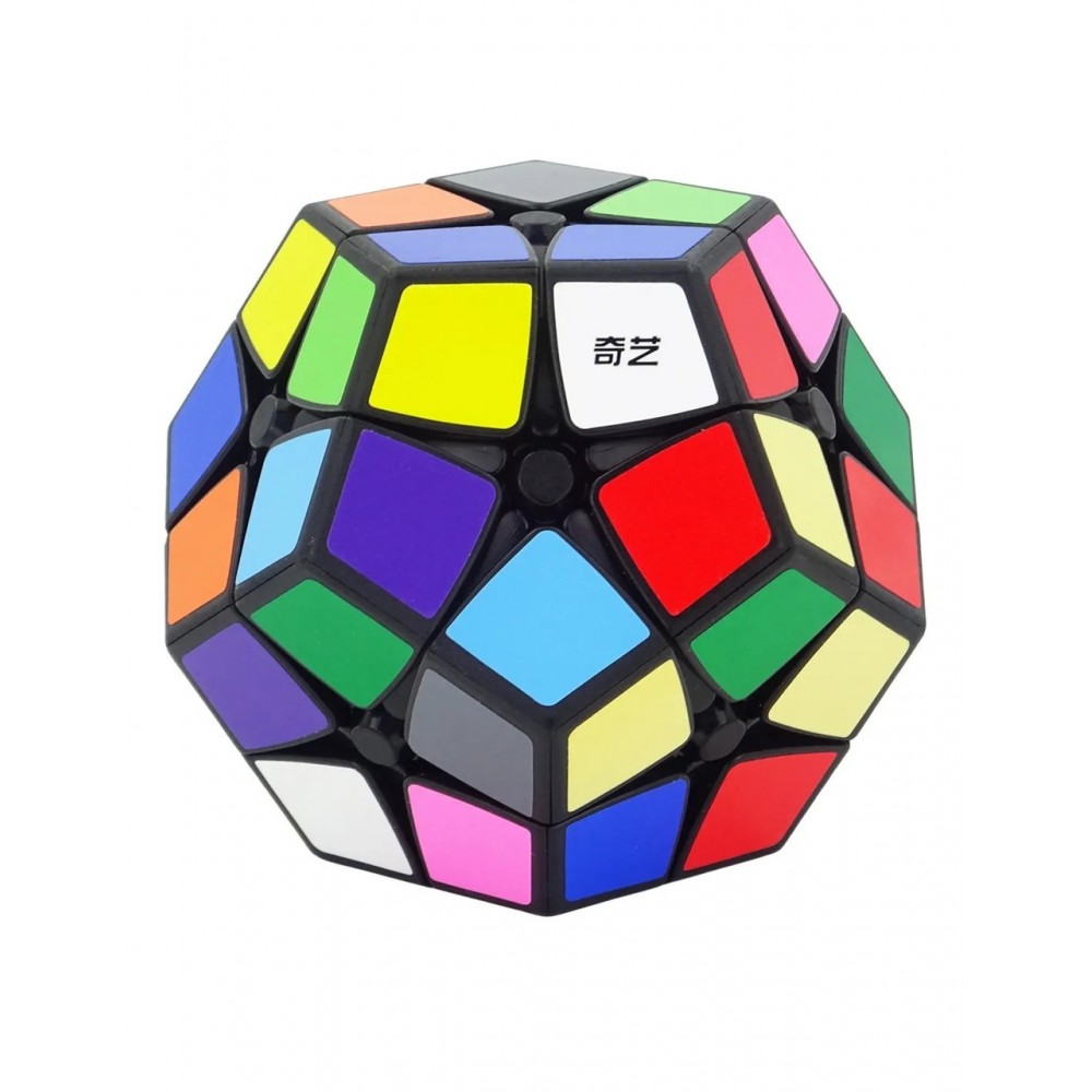 QiYi Kilominx 2х2 Megaminx black | Кібімінкс 2х2 чорний пластик із кольоровими наліпками