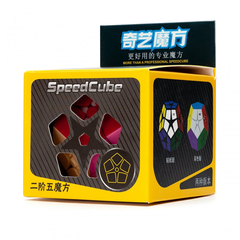 QiYi Kilominx 2х2 Megaminx black | Кібімінкс 2х2 чорний пластик із кольоровими наліпками