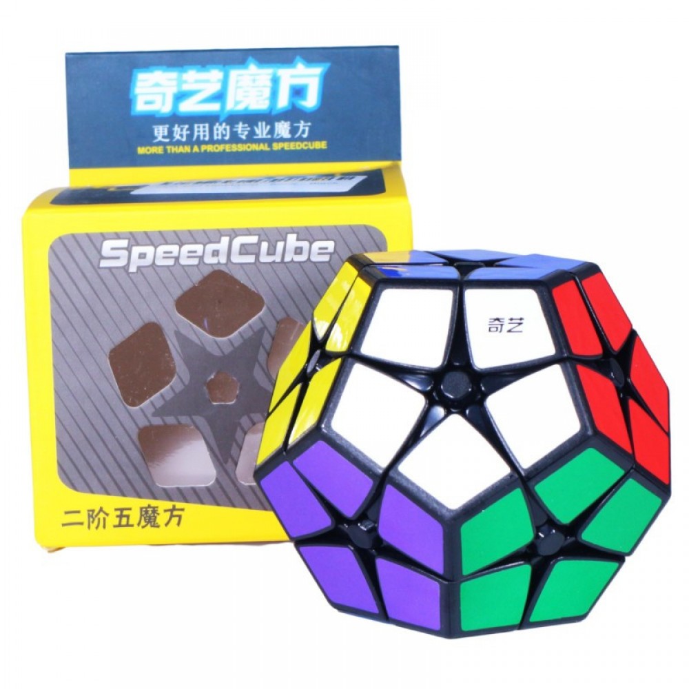 QiYi Kilominx 2х2 Megaminx black | Кибиминкс 2х2  чёрный пластик с цветными наклейками