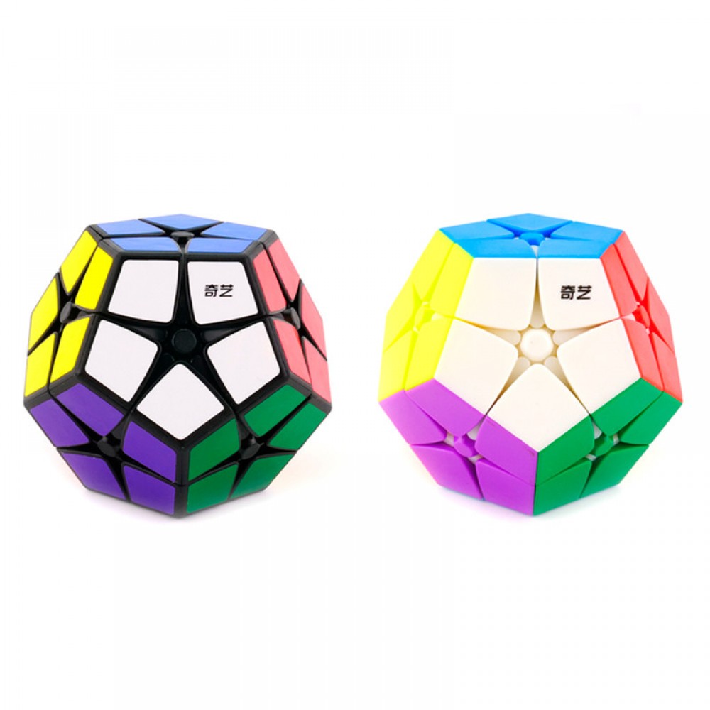 QiYi Kilominx 2х2 Megaminx black | Кібімінкс 2х2 чорний пластик із кольоровими наліпками