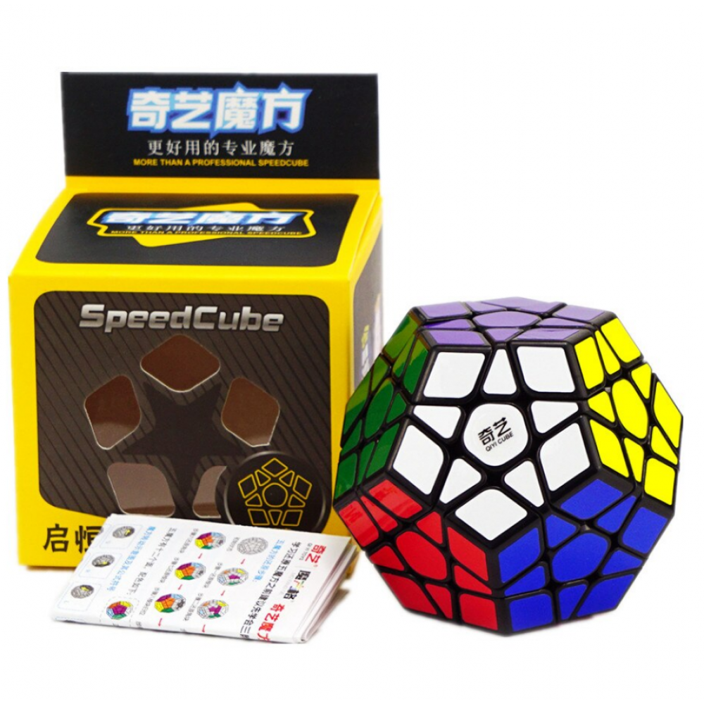 QiYi Qiheng Megaminx black | Мегамінкс чорний з кольоровими наклейками