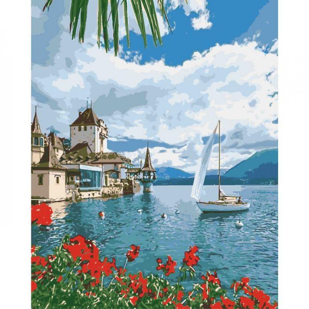 Картина по номерам Утро в Швейцарии 40х50 см арт. КНО2734 ISBN 4820143948337