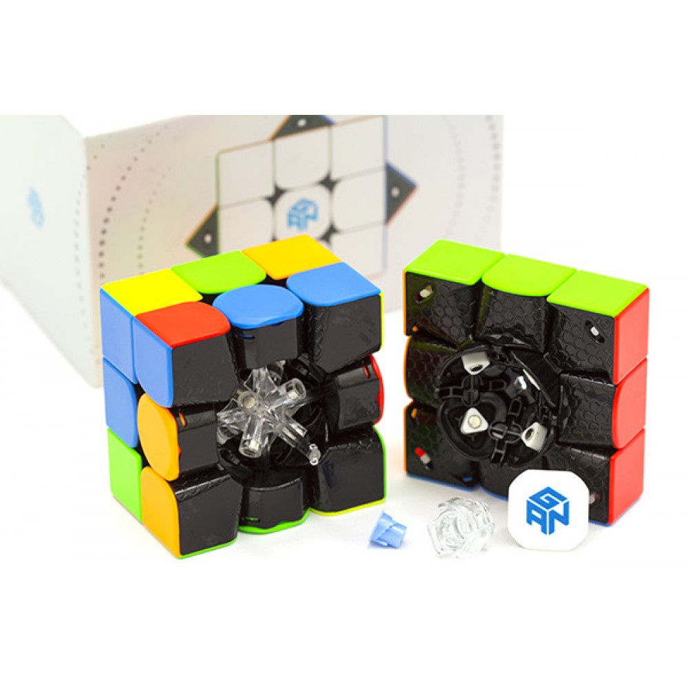Кубик Рубика 3х3 GAN 11 M Pro Frosted stickerless + black | Ган 11 М Про матовый без наклеек + чёрный пластик внутри 