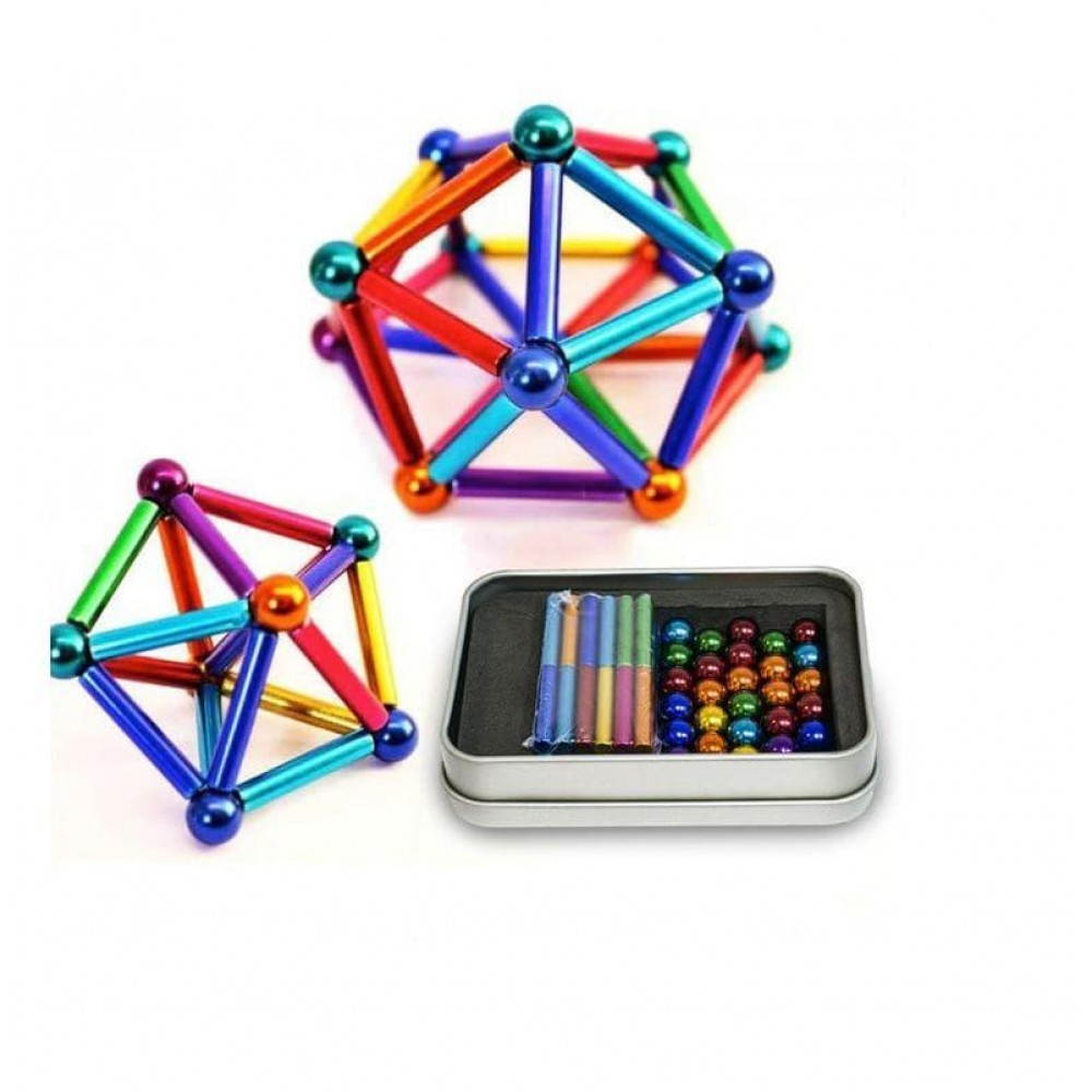 Магнітний конструктор 63 деталі New Neo Cube color  | Новий Нео Куб кольоровий