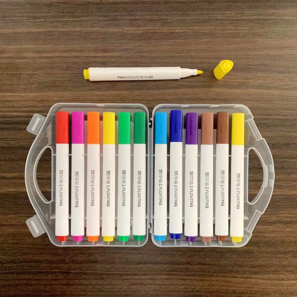 Маркеры Floating Pen | рисование на воде | плавающие рисунки | 12 цветов в кейсе