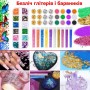 Большой набор аксессуаров, наполнителей, инструментов для создания украшений из эпоксидной смолы
