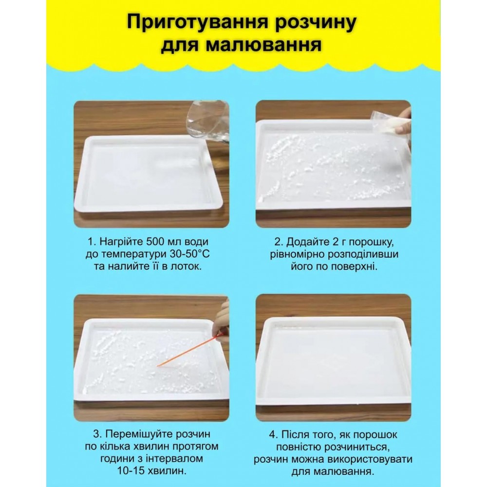 Малювання на воді. Техніка ЕБРУ | Набір - 12 пігментів, інструменти, лоток, загусник