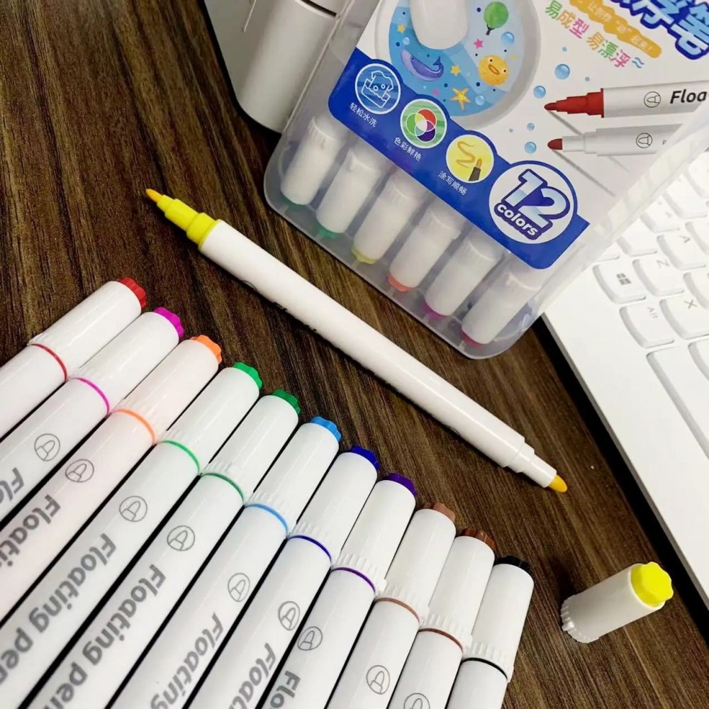 Маркери Floating Pen ДВОХСТОРОННІ | малювання на воді | плаваючі малюнки | 12 кольорів