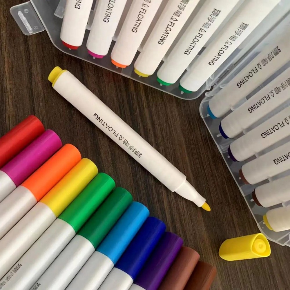 Маркеры Floating Pen Original+ ЛОЖКА | рисование на воде | плавающие рисунки | 12 цветов в кейсе