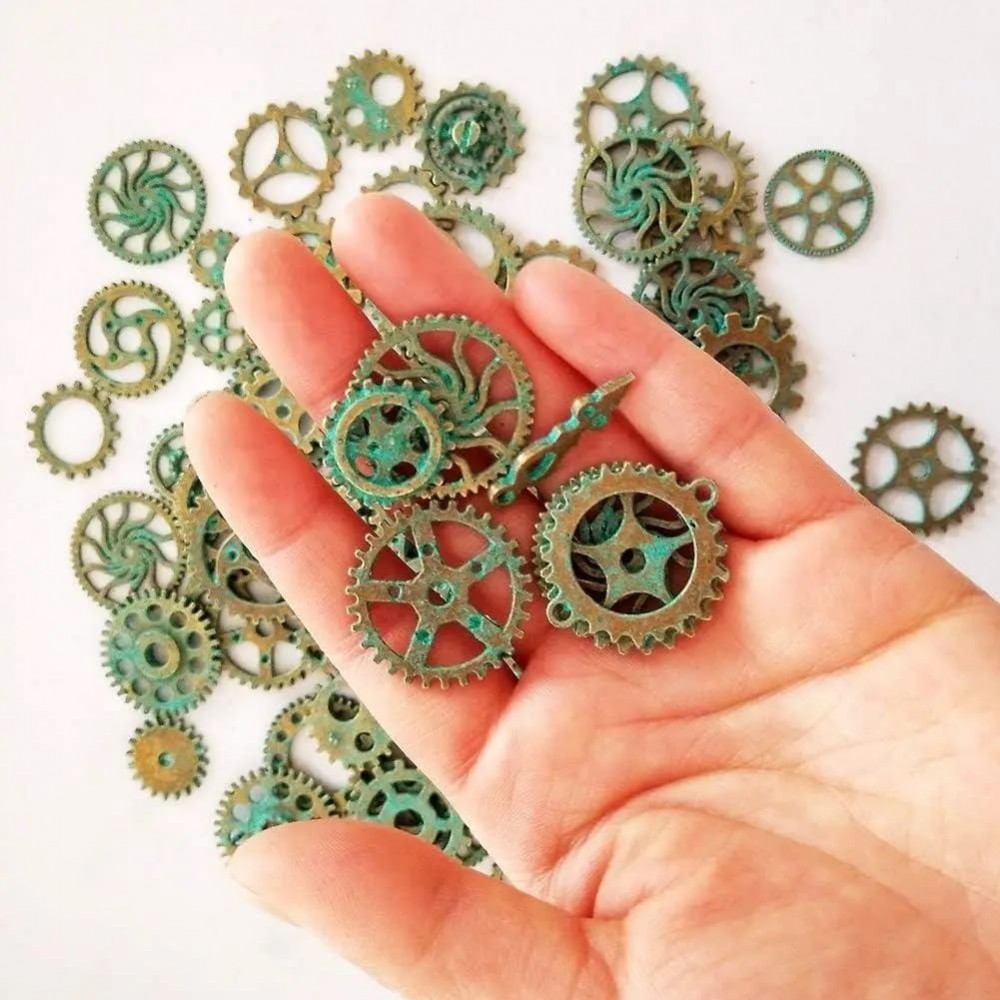 Gear Art - Винтажные декоративные шестерёнки (декор, скрапбукинг, эпоксидная смола, бижутерия) - №16 Old green