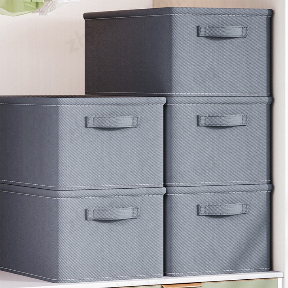 Органайзер для одягу з ручками - 7 комірок - 44х30х20 см - grey & white stitching