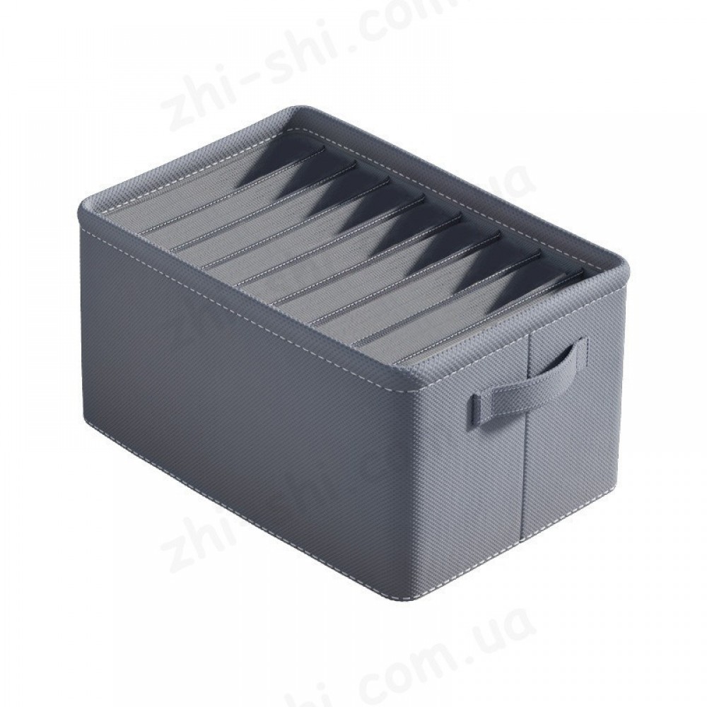 Органайзер для одежды с ручками - 9 ячеек - 44х30х20 см - grey & white stitching