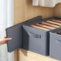 Органайзер для одежды с ручками - 9 ячеек - 44х30х20 см - grey & white stitching