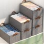 Органайзер для одежды с ручками 47х28х20 см- складной стальной каркас - grey & brown handle