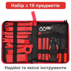 Набор инструментов для снятия обшивки и разборки салона автомобиля 19 предметов - RED