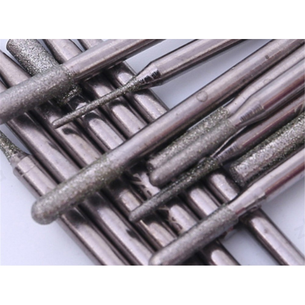 Набір алмазних насадок - 30 шт (фрези, шарошки) для Dremel / гравера - Ø3.17 mm - у коробці - P120