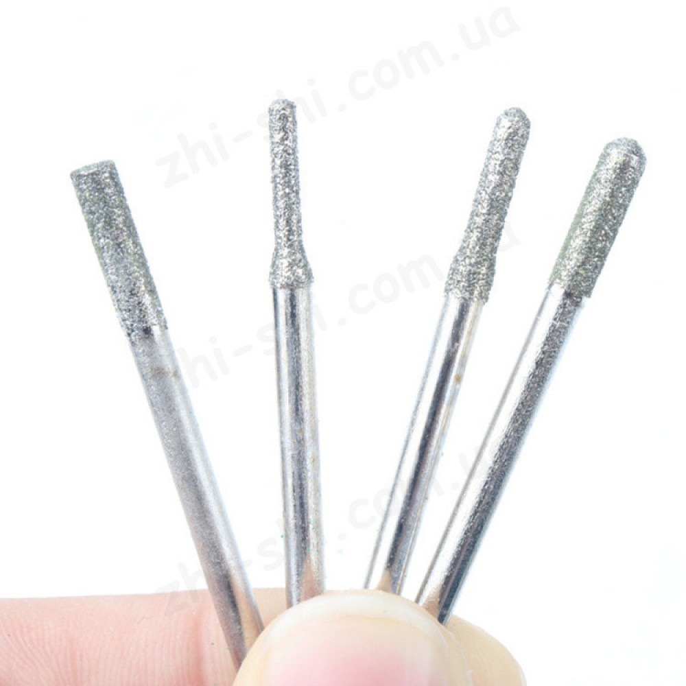 Набір алмазних насадок - 30 шт (фрези, шарошки) для Dremel / гравера - Ø3.17 mm - у коробці - P120