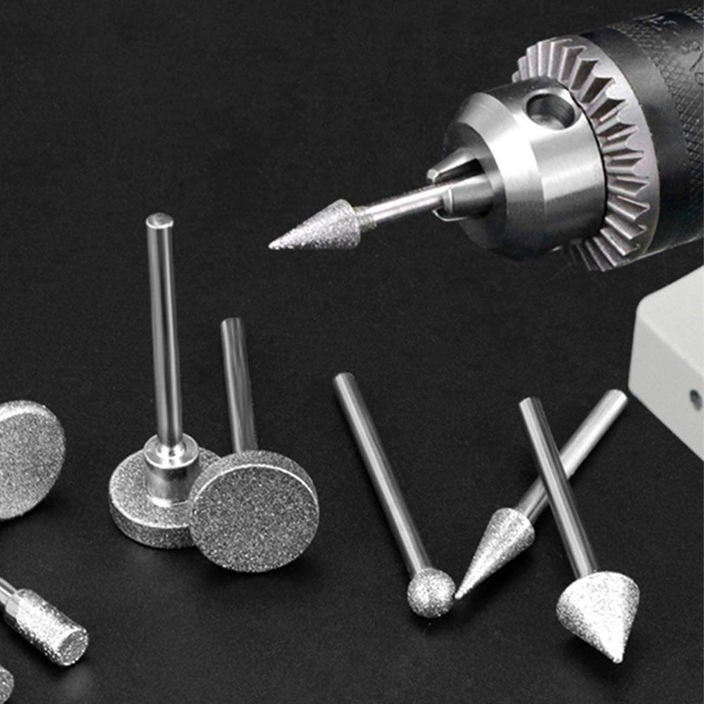 Набір алмазних насадок - 50 шт (фрези, шарошки) для Dremel / гравера - Ø3.17 mm - 120 Grit