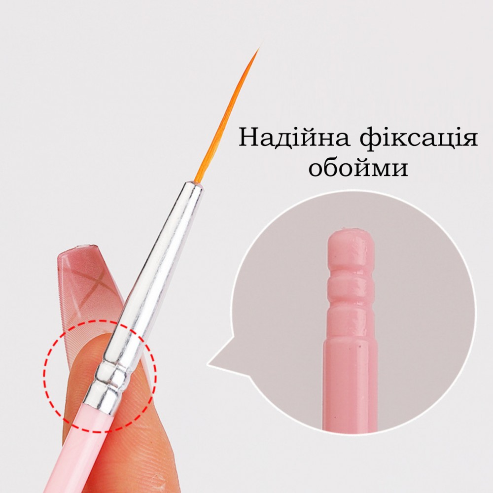 Набір пензлів для манікюру, педикюру, нарощування та дизайну нігтів - 15 штук - рожевий -