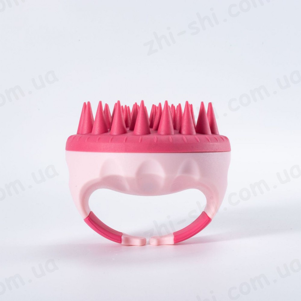 Силіконова щітка-масажер для миття голови V2 - Ø 9 см - two-tone pink