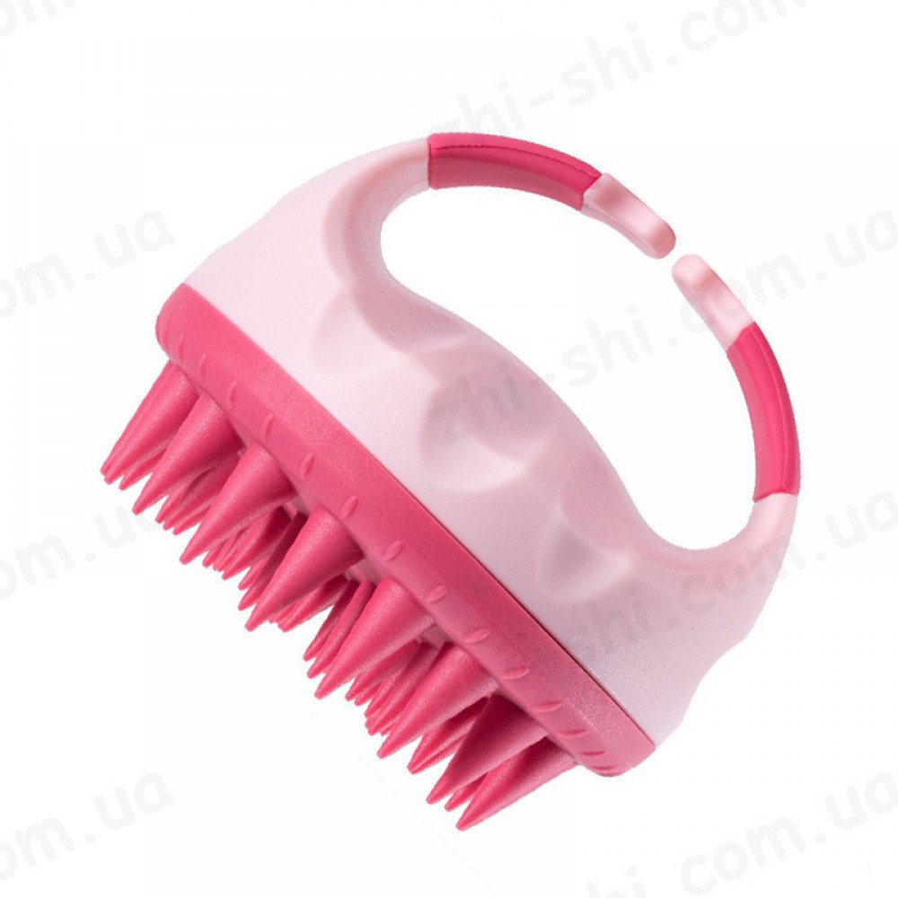 Силіконова щітка-масажер для миття голови V2 - Ø 9 см - two-tone pink