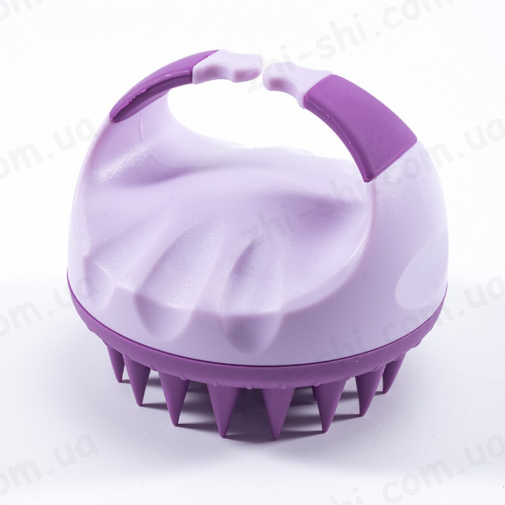 Силіконова щітка-масажер для миття голови V2 - Ø 9 см - two-tone purple