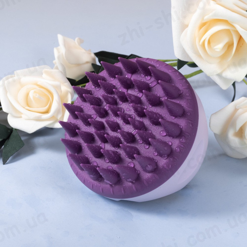 Силіконова щітка-масажер для миття голови V2 - Ø 9 см - two-tone purple