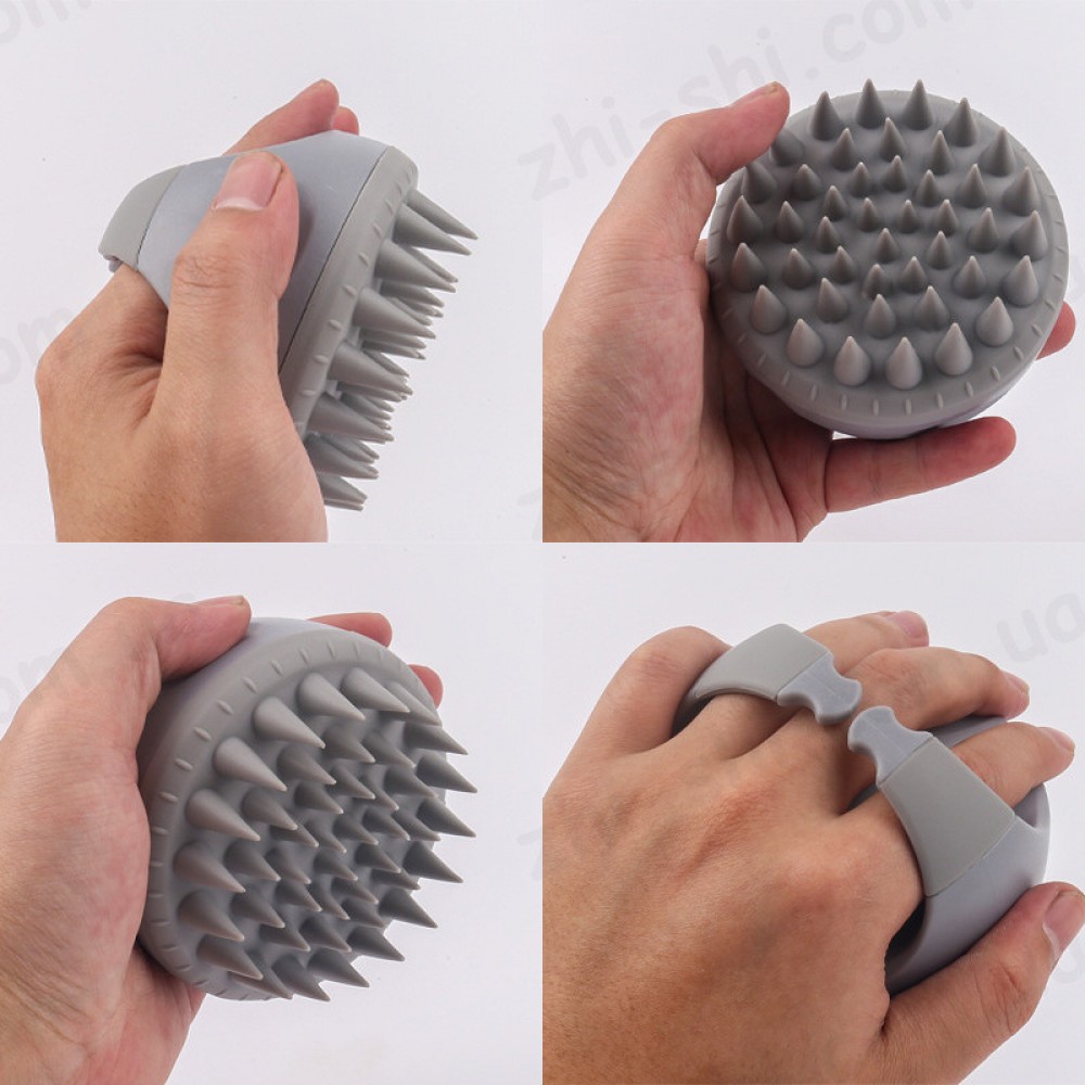Силіконова щітка-масажер для миття голови V2 - Ø 9 см - two-tone grey