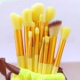 Набір пензликів для нанесення макіяжу - 13 штук - в сумочці - yellow