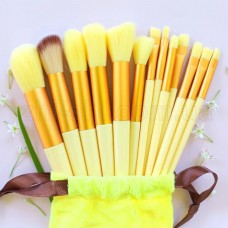 Набор кисточек для нанесения макияжа - 13 штук  - в сумочке - yellow