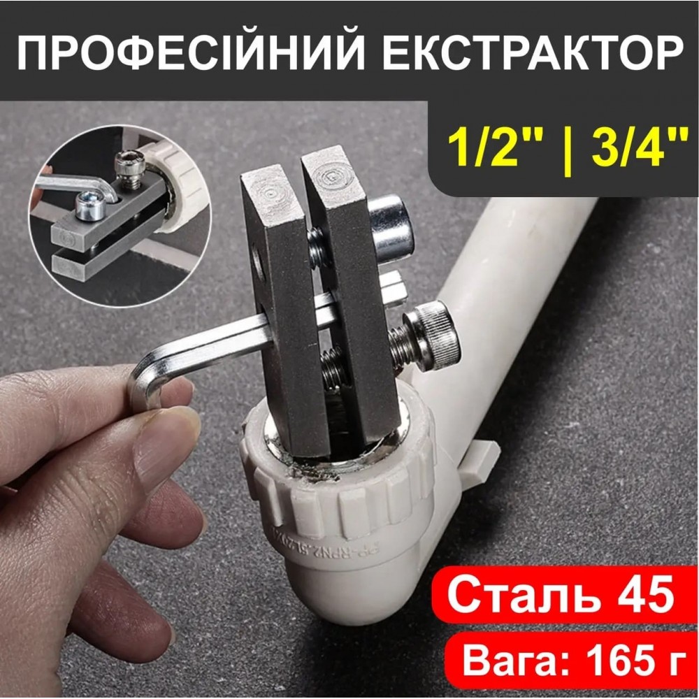 Професійний екстрактор для зламаних фітингів, вентилів, труб - 1/2" и 3/4" - зворотний мітчик - у кейсі