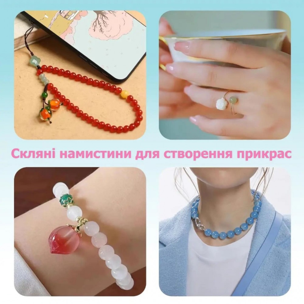 Большой набор стеклянных бусин – 3000 штук, 46 оттенков, Ø 6мм, фурнитура в комплекте - YX-0008