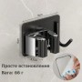 Настенный держатель для швабры с крючком - нержавеющая сталь SUS304 - без сверления и клея - BLACK
