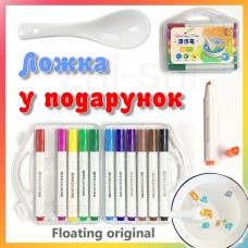 Маркеры Floating Pen Original+ ЛОЖКА | рисование на воде | плавающие рисунки | 12 цветов в кейсе