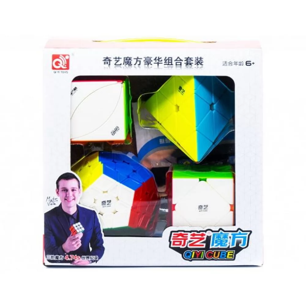 QiYi Luxurious Cube Set E stickerless | Подарочный набор головоломок (Pyraminx, Skewb, Megaminx, Ivy cube)